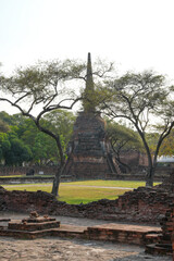 Fototapeta na wymiar Wat Phra Si Sanphet One of the World Heritage Sites of Ayutthaya Province, Thailand, built in 1492, currently remaining in condition as seen in the picture, taken on 23-02-2024.