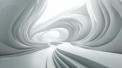 Dynamic Abstract Techno Curve on White Background - Futuristic Design