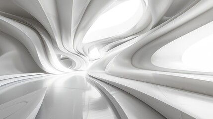 Dynamic Abstract Techno Curve on White Background - Futuristic Design