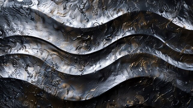 Black stone Abstract wavy Close-Up view
