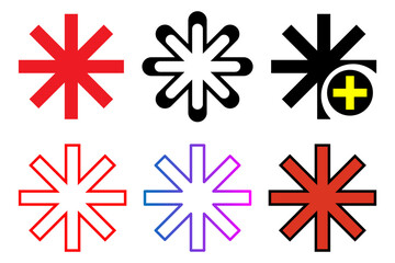 Asterisk sign or symbol of asterisk icon vector.