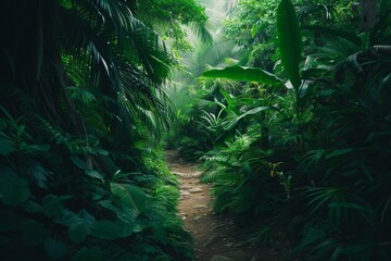 Mysterious hidden pathways in a dense jungle - obrazy, fototapety, plakaty
