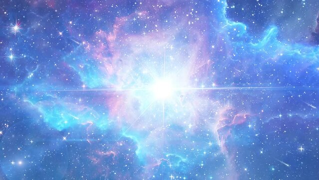 the bright star supernova in the center of the nebula. seamless looping overlay 4k virtual video animation background