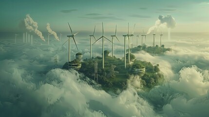 The digital future of wind turbines in the field of green renewable energy.