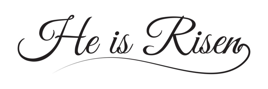 He is risen one continuous line simple minimalist lettering vector illustration isolated on white background. Editable stroke. EPS 10