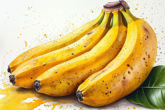 Banana fruit watercolor painting