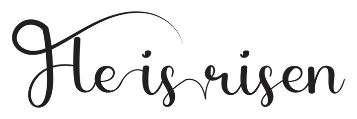 He is risen one continuous line simple minimalist lettering vector illustration isolated on white background. Editable stroke. EPS 10