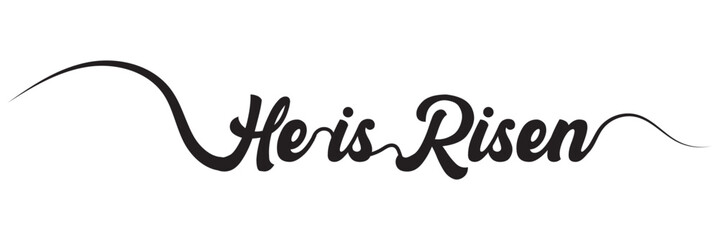 He is risen one continuous line simple minimalist lettering vector illustration isolated on white background. Editable stroke. EPS 10