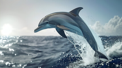 Dolphins Jumping Out of Water Aspect 16:9 Ultra Realistic 