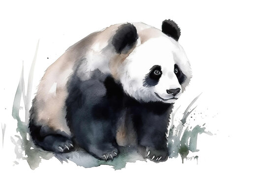 isolated drawing illustration animal hand panda watercolor