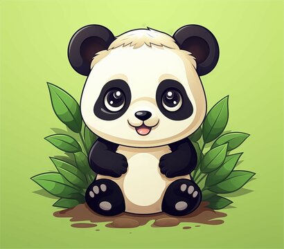 Cute Panda Oil Painting Background Illustration With Generative AI