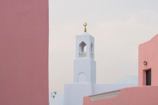 Colorful Streets and Mosque Photo, Mina District Corniche, Doha Marina Doha, Qatar