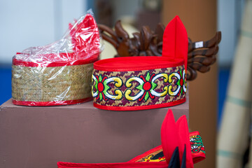 Close-up of traditional Chinese rattan handicraft baskets and bowls