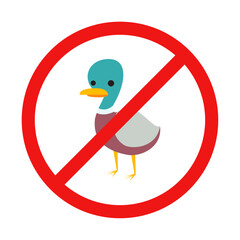 No Mallard Duck Sign on White Background