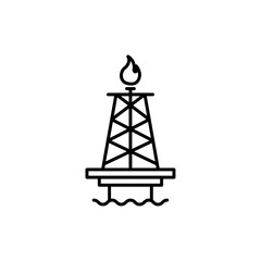 Shale gas rig vector line icon illustration.