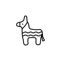 Donkey Pinata Vector Line Icon illustration.