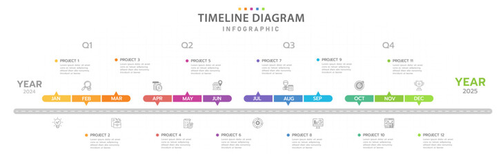 Infographic template for business. 12 Months modern Timeline diagram calendar, presentation vector infographic.