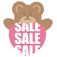 SALE badge design with teddy bear for online shopping, marketing, promotion, sticker, banner,...