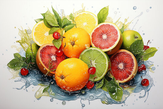 Fruit watercolor painting