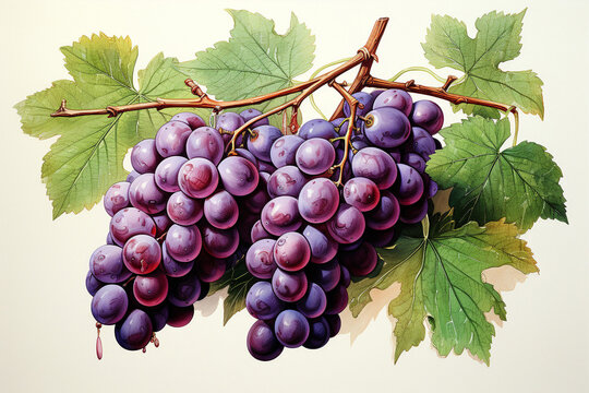 Grapes fruit watercolor painting