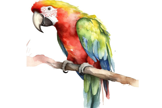 bird tropical illustration drawing parrot watercolor isolated hand