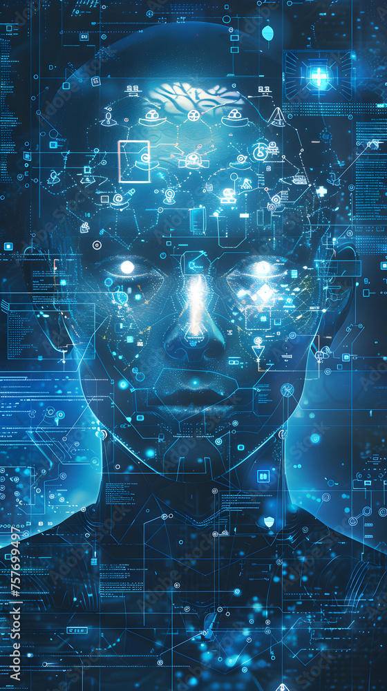 Wall mural background image for a poster on ai and medicine.