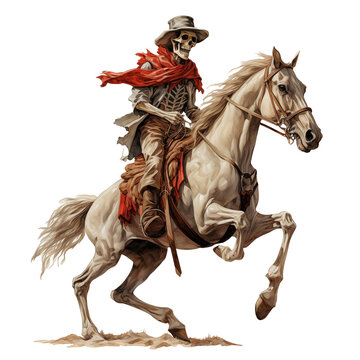 skeleton riding a horse