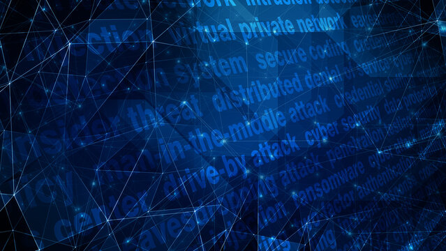 Cyber security texts and connected lines ensuring secure technology and data transfer for online privacy