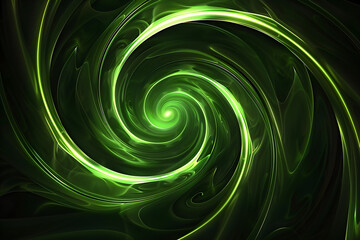 abstract green spirals on black background