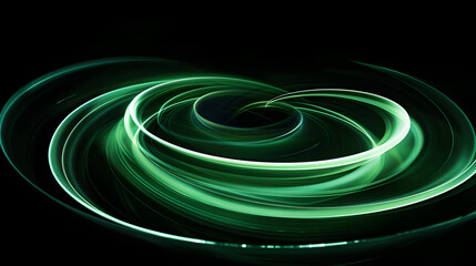 abstract green spirals on black background