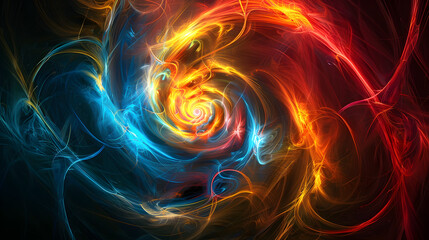 multi coloured abstract spirals on black background