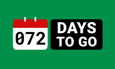 72 days to go last countdown. seventy two days go sale price offer promo deal timer, 72 days only