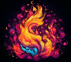 Fire Abstract Colorful Background Wall Art Illustration With Generative AI 