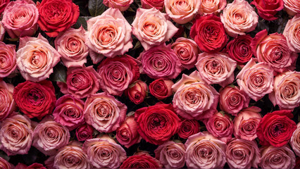 Love in Full Bloom: A Romantic Red and Pink Rose Background