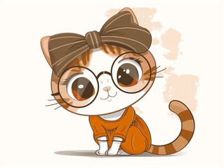 cute kitten sticker kawaii style. illustration