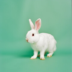 Easter Bunny on Soft Pastel Green Background