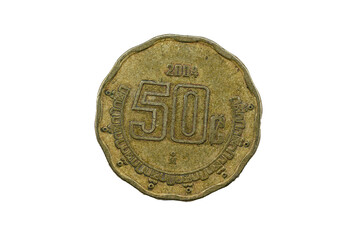 Moneda mexicana de 50 centavos de 2004. Fueron acuñadas desde 1992 - 2009.