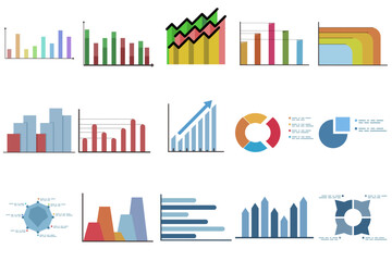 collection of business charts. Infographic chart. Financial analysis data graphs and diagrams, marketing statistics workflow vector set of modern business presentation elements. vector illustration.