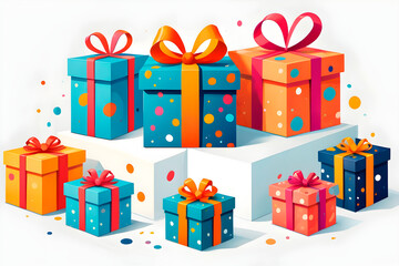 Colorful gift box in illustration style