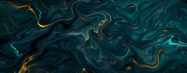 Fototapeta premium An abstract painting featuring vibrant gold and blue colors blending and swirling together on a canvas