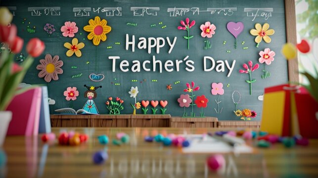 school board with congratulations on Teacher's Day