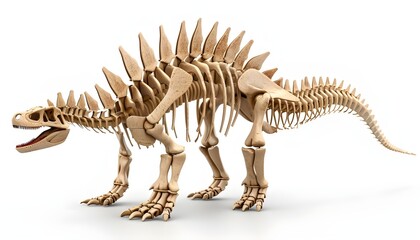 Fototapeta na wymiar stegosaurus skeleton, isolated on white