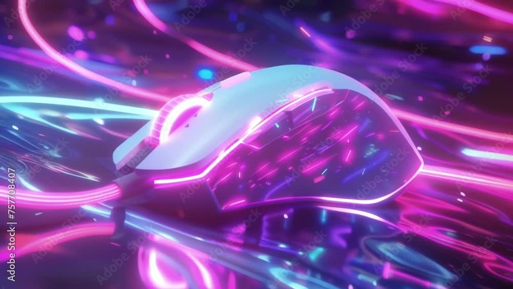 Aufkleber in the midst of the chaos a neon mouse glows in the dark as it is frantically clicked by a player de