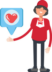 Waitress Character and Heart Message
