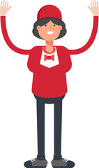 Waitress Character Raising Hands
