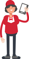 Waitress Character Talking on Smartphone
