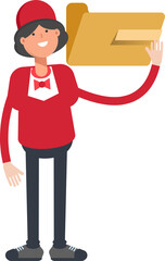 Waitress Character Holding Folder
