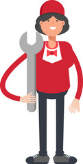 Waitress Character Holding Wrench
