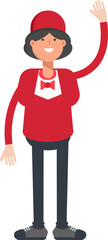 Waitress Character Raising Hand Illustration
