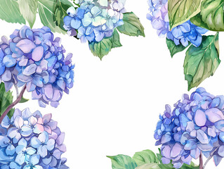Fototapeta na wymiar 紫陽花の花の水彩画フレーム